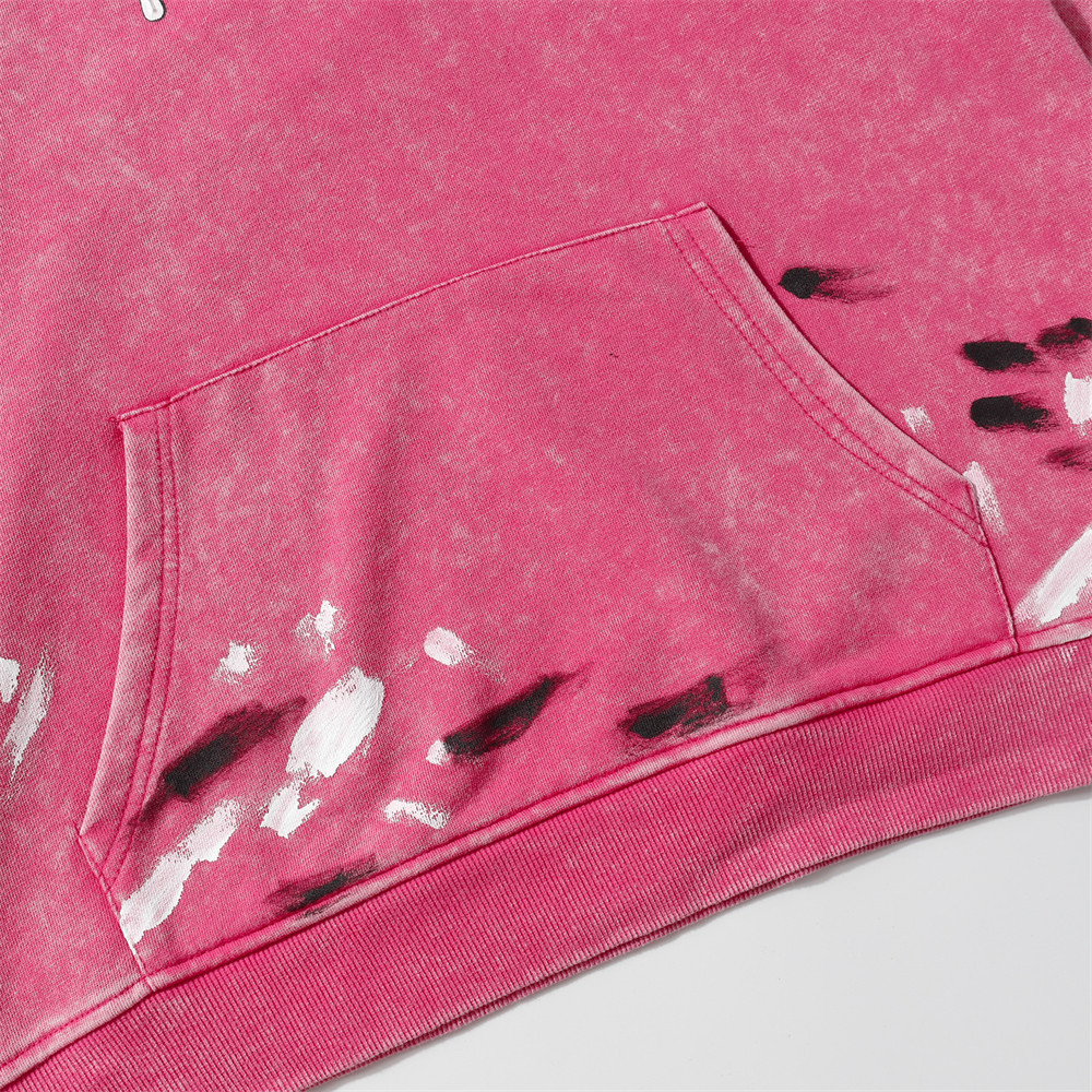 Fashion Wash Letters Printed Hoodie Men - Image 4