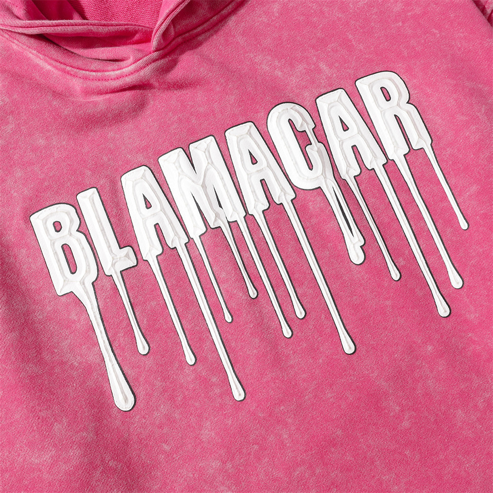 Fashion Wash Letters Printed Hoodie Men - Image 2