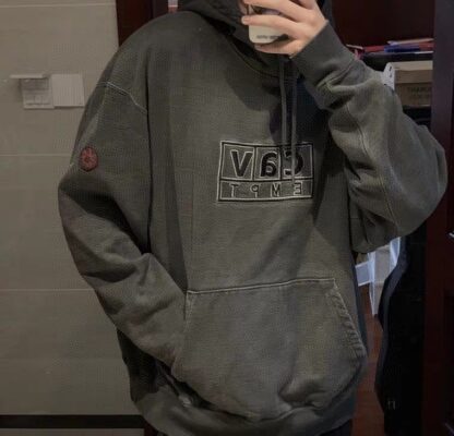 Vintage Embroidered Hoodie - Streetwear embroidered design with washed tone