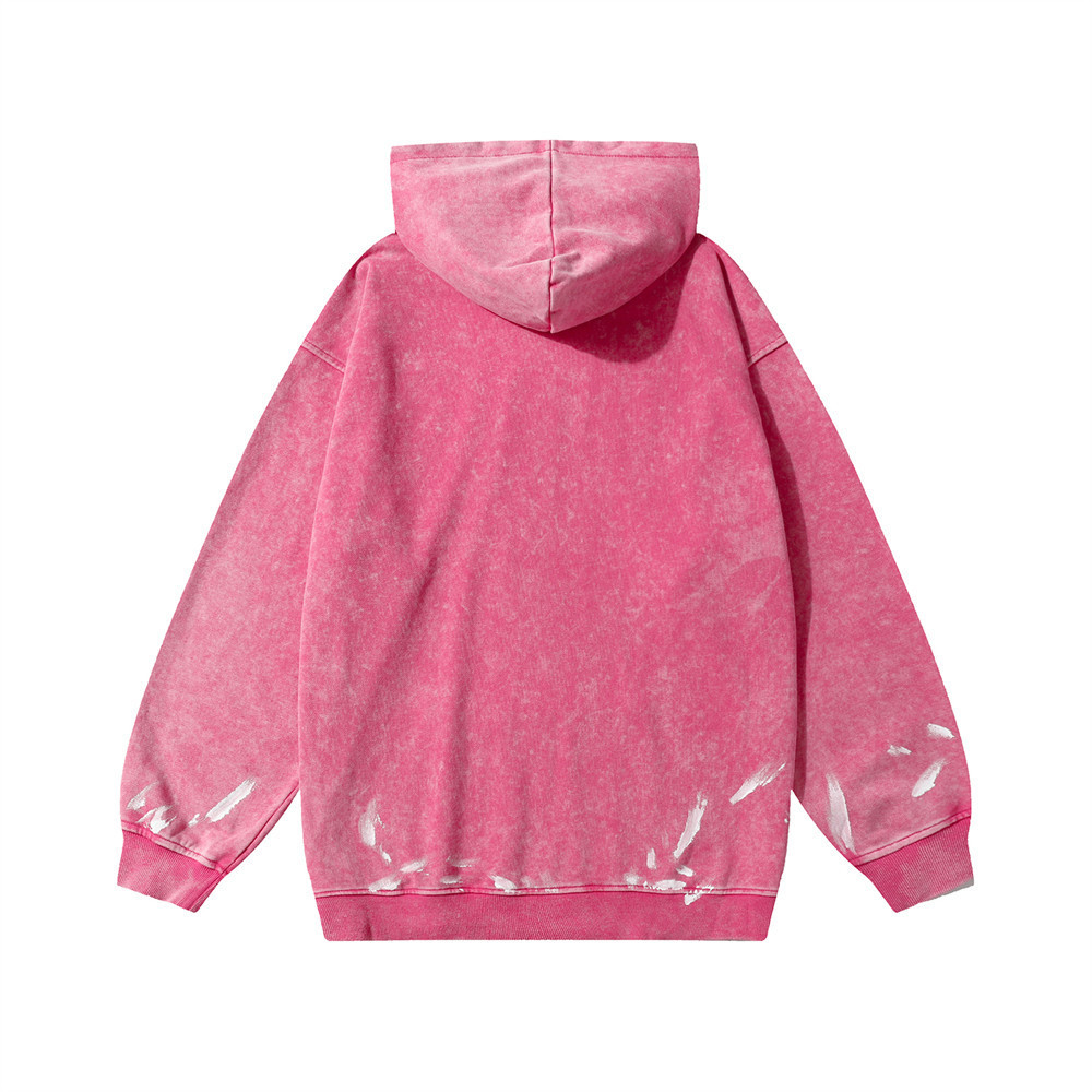 Fashion Wash Letters Printed Hoodie Men - Image 5